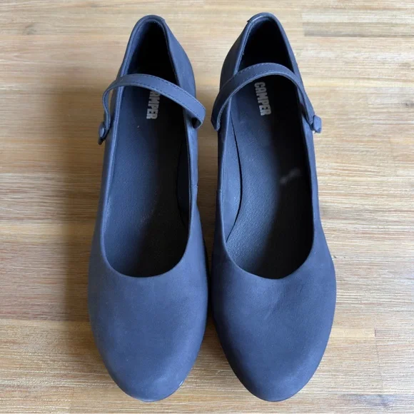 CAMPER Helena Blue Nubuck Leather Shoes Women Size 10 Classic Look Modest Heel - Picture 7 of 12